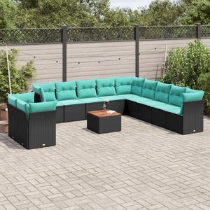 Set Divano da Esterno 12 Pezzi in Polyrattan Nero con Cuscini - Elegante Collezione Arredamento da Giardino - Product Image 1