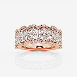 Women's Diamond <b>Cluster</b> Ring Round Brilliant Cut Pave Setting 14K Gold Rhodium Plated Luxury Wedding Band - Product Image 3