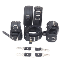 Valentijnsdag Roleplay Bondage Set met leren boeien, halsband, paddle en sensorische uitrusting