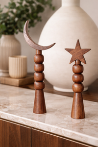 Senior Wedding <b>Home</b> Decoration Crescent Moon Star Ornament Muslim Gift <b>Decor</b> Mango Wood - Product Image 3