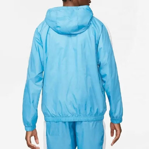 Conjunto Deportivo con Capucha Azul Claro para Hombre, con Paneles Blancos a Rayas, Ropa Deportiva Transpirable 100% Algodón para Invierno - Product Image 5