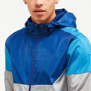 Chaqueta cortavientos al por mayor, talla grande, para uso en exteriores, chaqueta cortavientos con capucha y cremallera, de secado rápido y resistente al viento. - Product Image 5