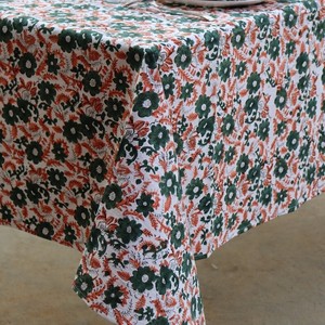 Vintage Indian Floral Block Print Premium Quality Handmade Cotton <b>Tablecloth</b> <b>Square</b> Covers Napkin/Placemat/Runner Modern Party - Product Image 4