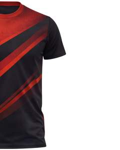 T-shirt de sport personnalisé pour homme, rouge et noir, à séchage rapide, en polyester, imprimé sur mesure, à manches courtes, pour la course à pied, la gym et l'entraînement - Product Image 4