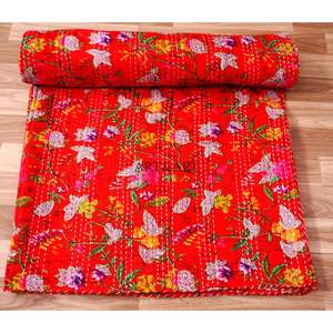 Colcha de Algodón Hecha a Mano con Diseño Floral Kantha Vintage Indio, Ecológica, Tamaño Queen, para Decoración de Dormitorio, Apta para Todas las Estaciones - Product Image 5