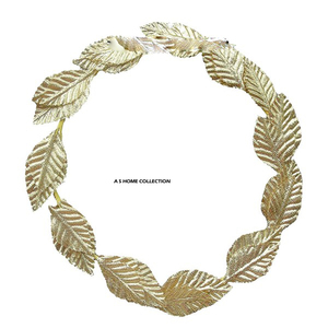 Couronne de Noël en métal à sublimation vierge, design feuillage, prix de gros, forme ronde, personnalisable, pour décoration murale - Product Image 1