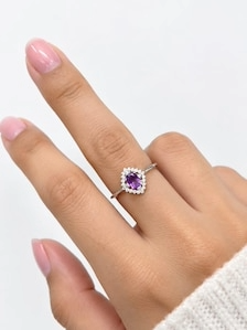 Anillo de Compromiso de Amatista con Corte Ovalado, Estilo Vintage, Engaste de Bisel, Anillo de Piedra Preciosa, Regalo para Ella, Venta al por Mayor, Mejor Precio - Product Image 3