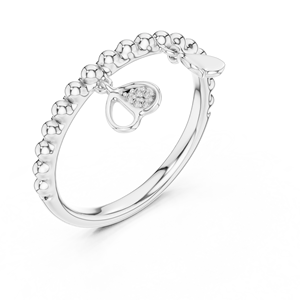 HEART CHARMS WOMEN'S LAB GROWN BRILLIANT CUT DIAMOND <b>RING</b> <b>SET</b> 18KT WHITE <b>GOLD</b> RHODIUM PLATED ENGAGEMENT PARTY VALENTINE GIFT - Product Image 3