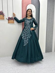 Vestido Anarkali Formal Bordado con Lentejuelas, Manga Larga, para Bodas, Graduaciones, Diwali, Fiestas, Vestido Indio Pakistaní para Mujer - Product Image 5