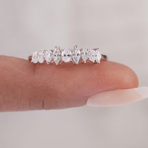 Multi Shapes Lab Grown Diamond Minimalist Band <b>Ring</b> 10K Rose Gold Engagement <b>Proposal</b> Fine Jewelry For Girlfriend - Product Image 4