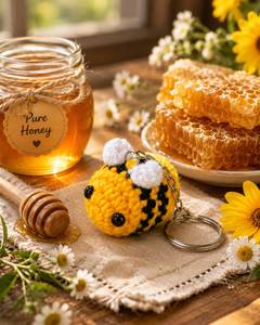 High on Demand Cute Honey Bee Crochet Keychain Handmade Cotton <b>Key</b> <b>Ring</b> Animal <b>Bag</b> Charm Fashion Gift Item for Sale - Product Image 3