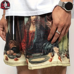 กางเกงขาสั้นตาข่ายสำหรับผู้ชายเสื้อลำลองระบายอากาศทันสมัยใหม่ล่าสุดพร้อมกระเป๋า - Product Image 3