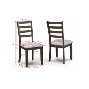 Sedie da pranzo contemporanee con schienale a scala, 2 pezzi, splendidamente realizzate, con finitura in legno ricco di venature, colore marrone-grigio - Product Image 5