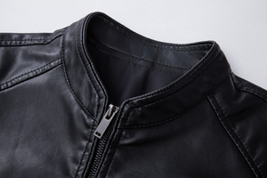 2026 Custom Men's Leather Blazer <b>Jacket</b> Vintage Fleece Streetwear Stand Collar Zipper Autumn Winter <b>Canvas</b> <b>jacket</b> for mens - Product Image 2