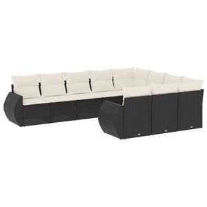 Set di divani da giardino moderni grandi piedi in Rattan nero regolabile in stile contemporaneo - Product Image 2