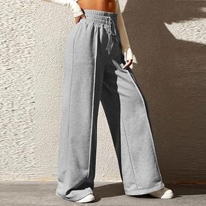 Pantalon large taille haute pour femme, imprimé, en lin/coton tricoté, coupe droite, longueur complète, avec cordon de serrage, décontracté, streetwear d'été - Product Image 3