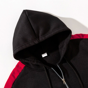 <b>Men</b> <b>Black</b> Red Stripe Tracksuit Hoodie Zipper Sweatshirt Pants Set Casual Autumn Wear Full Sleeve Solid Design Customizable - Product Image 4