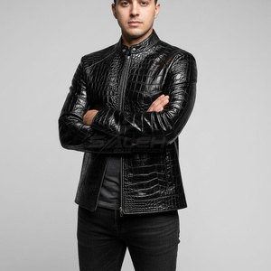 Durable Genuine <b>Leather</b> Outerwear With Raised Pattern Details And Soft Lining For Comfortable Wear Embossed <b>Leather</b> <b>Jacket</b> - Product Image 3