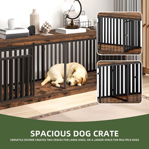 Jaula Moderna de Madera y Metal para Mascotas de Raza Grande, con Caja Superior de Almacenamiento, Cierre Deslizante Horizontal, Bandeja de Madera, para Uso en Interiores - Product Image 5