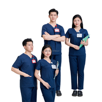 Ensembles de conception disponibles uniformes hospitaliers gommage médical femmes médecins manteau blanc haut d'infirmière manches longues gommages usine d'uniformes FMF