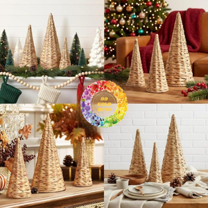 Braided Rattan Hyacinth Cone Christmas <b>Tree</b> Decor Eco Friendly Handcrafted Classic Holiday <b>Ornament</b> Vietnam Seasonal Decoration - Product Image 6