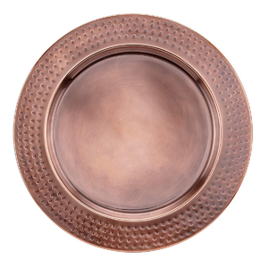Vente chaude Unique Designer Écologique Cuivre Métal Antique pour Chargeur Plaque Martelée Bordure Forme pour les Événements de Mariage - Product Image 1
