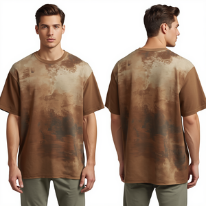 T-shirt Premium Homme Coupe Boxy Oversize Épais avec Impression Numérique Artistique Inspirée de l'Horizon et Logo Couleur Personnalisé - Product Image 2