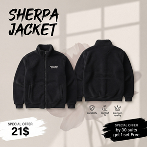 Manufacture <b>Sherpa</b> Polar Fleece <b>Jackets</b> <b>Men</b> Soft Fleece Casual Zip <b>Jacket</b> Women 100% Polyester Lining Polar <b>Sherpa</b> <b>Jacket</b> Unisex - Product Image 1