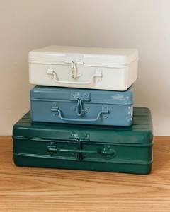 Conjunto de baúles de almacenamiento de madera rústica con detalle de estampado vintage, organizador con cerradura para decoración de casa de campo - Product Image 5