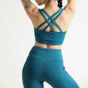 Vêtements de sport personnalisés avec logo, vêtements de fitness pour femmes, taille haute, ensemble de yoga deux pièces, soutien-gorge et leggings, prix de gros - Product Image 2
