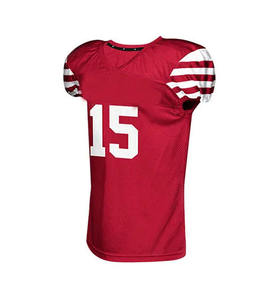 Custom American Football Jersey Pants Set Red V-Neck Sleeveless Moisture Wicking <b>Mesh</b> Uniform Adult Men - Product Image 2