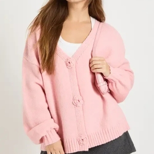 Embroidered Zipper Knit Acrylic High Elasticity <b>Cardigan</b> Men's Women Autumn Turn-down Collar Full Sleeve - Product Image 2