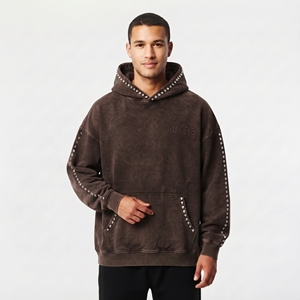 Trendy Men's Acid Wash Cotton Fleece Heavyweight <b>Hoodie</b> Custom <b>Rhinestone</b> <b>Hoodie</b> Winter Warm Casual Wear <b>Hoodie</b> For Men - Product Image 6