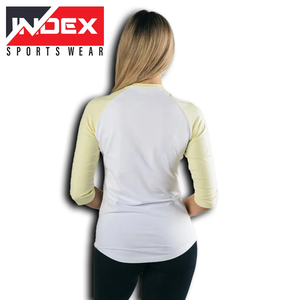Camiseta Deportiva Blanca de Manga Raglán para Mujer, Marca Index, con Logotipo Frontal, Corte Casual, Cuello Redondo, Tejido de Algodón - Product Image 2