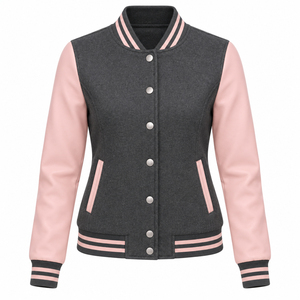 Chaquetas Cortas con Parches Bordados de Diseño Personalizado para Mujer, Chaquetas Varsity de Lana con Estilo Personalizado para Mujer - Product Image 5