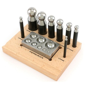 9 Piece Stainless Steel Jipsy Dapping Punches Set And Block with Wooden Stand for Jewelry Making Metal Forming DIY Supplies - Product Image 6