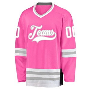 Custom Pink White Gray Hockey Jersey Sublimation Breathable Team Uniform Stitched Training Sportswear Men Youth Athletic Top - Product Image 2