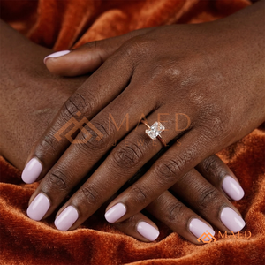 18K Rose Gold Plated Radiant Diamond Ring – Minimalist <b>Pink</b> Gold Vertical Solitaire Romantic Rose Gold Half-Bezel Radiant Ring - Product Image 4