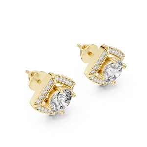 Pendientes de Moissanita con Diseño de Halo Acolchado de Primera Calidad para Boda, Compromiso, Joyería Elegante para Uso Diario, Pendientes de Lujo - Product Image 6
