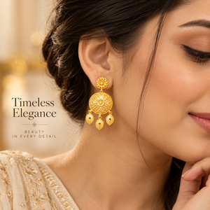 Premium Gold Plated Choker <b>Necklace</b> <b>Set</b> Women | Traditional <b>Indian</b> Designer Matching Wedding Bridal Earrings for Party Trendy - Product Image 2