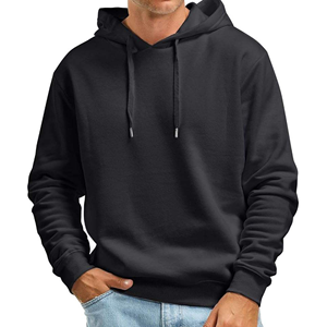 Sweat-shirt à capuche oversize pour homme, couleur unie, en molleton bouclette, décontracté, à manches longues, avec poche, tricoté, pour l'automne - Product Image 5