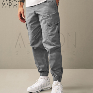 Pantalon cargo en coton léger bleu gris clair coupe droite sur mesure, nouvelle collection, produit tendance au design unique - Product Image 3