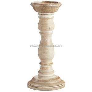 Bougeoir en bois à finition antique pour une décoration intérieure royale classique, fabriqué avec soin pour un design luxueux - Product Image 1