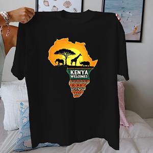 Camiseta Unisex de Algodón Puro, Cómoda y Tejida, con Diseño de Atardecer Africano, KENYA WELCOMES - Product Image 2