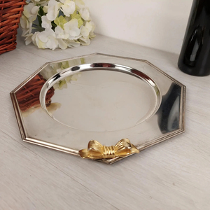 Luxury Stainless Steel Serving Tray with Silver Color Octagon Shape Decorative Metal Platter for Wedding Hotel Home Usage - Product Image 2