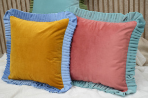 Luxury Velvet Ruffle Cushion Cover Decorative <b>Throw</b> Pillow Cover Soft Plush Home Sofa Bed Decor Wholesale Manufacturer - Product Image 2