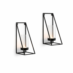 Applique murale artisanale en fer noir pour bougie suspendue, design à bras courbé, lanterne en verre, fixation sécurisée, ambiance chaleureuse, décoration intérieure - Product Image 5