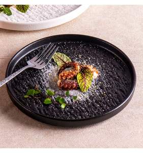 Assiette à steak en pierre noire et blanche, sans BPA, compatible lave-vaisselle, four et micro-ondes, écologique, pour restaurants et usage domestique - Product Image 4