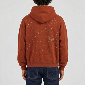 Sudadera con Capucha de Invierno para Hombre, de Alta Calidad, en Felpa de Poliéster/Algodón, con Pedrería, Corte Regular, Servicio OEM - Product Image 2