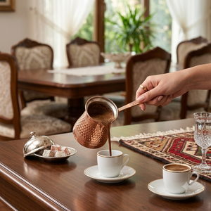 Cafetera Turca de Cobre Puro con Diseño de Panal en Relieve, Cezve para Estufa, Briki Griega con Revestimiento de Estaño y Asa Grabada - Product Image 3